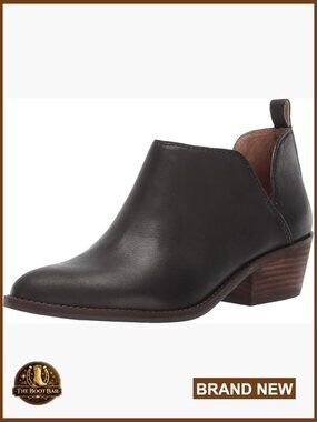 Black Ankle Boots with Memory Foam Insole, 1.75 Inch Heel, Side Cutouts